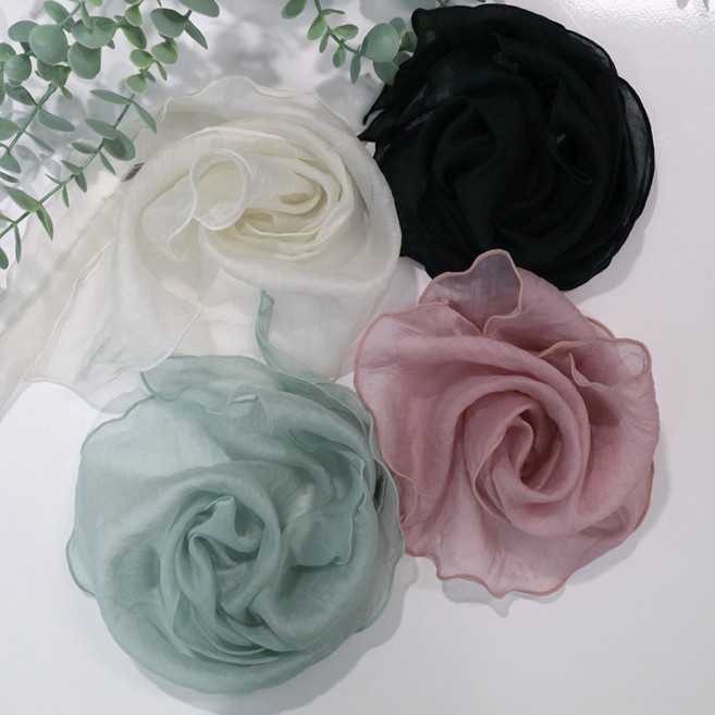 메리앤유 4장세트 은은한 광택 실크라이크 텐셀 미니스카프