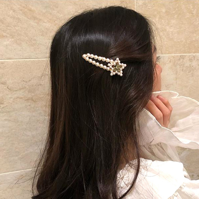 그린코코 스타 큐빅 진주핀 진주헤어핀