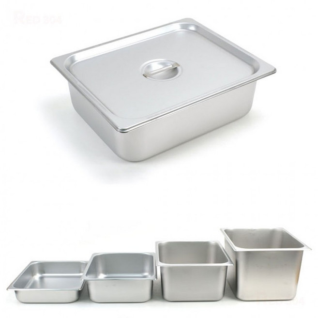 [셰프앤쿡] 카라신 304 스텐 밧드 밧드 받드 급식 식당 학교 반찬통 미국 NSF인증, 1/6 (162x176mm), 스텐뚜껑, 1개