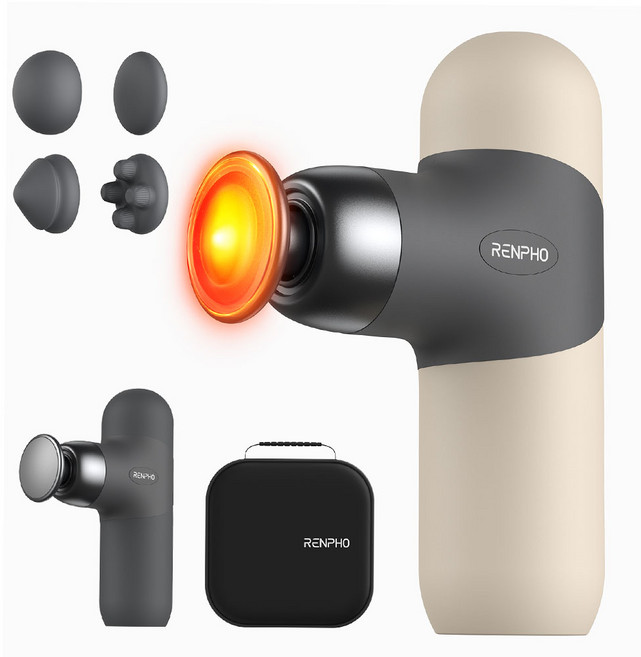 RENPHO 렌포 미니 온열 마사지건 초경량 진동 전신 마사지기, 아이보리, WMG10-GY