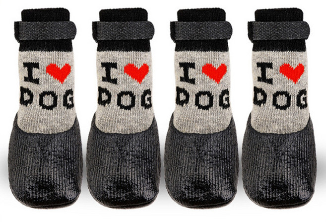 융풍 반려동물 신발 애완동물 방수 양말 실리콘 장화 보온 방수 미끄럼 방지, 1세트, 블랙