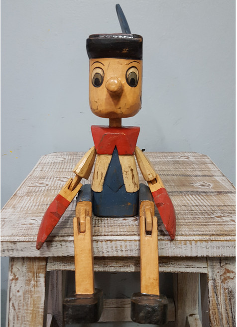 크리스마스 선물 빈티지 목각 피노키오인형 카페 꾸미기 어린이 선물 선반 장식품, M(25cm)