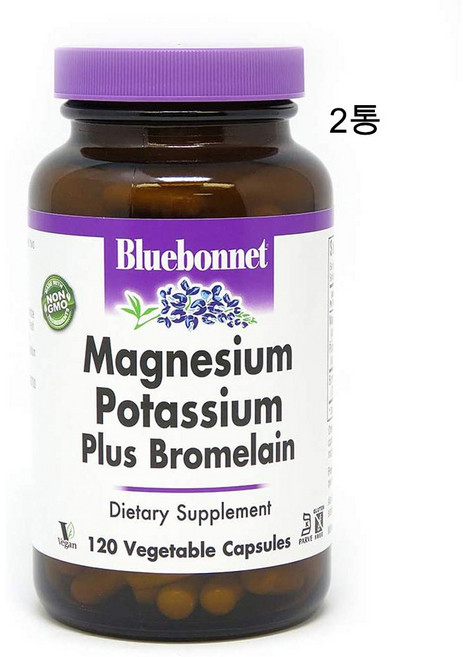 블루보넷 마그네슘 아스파르트산 200mg 칼륨 포타슘 99mg 브로멜라인 120캡슐x2통, 2개, 120정