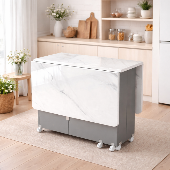 다기능 접이식 타원형/직사각형 식탁 원룸 주방 거실 고급 가정용 슬라이딩 테이블, 4인용, N03