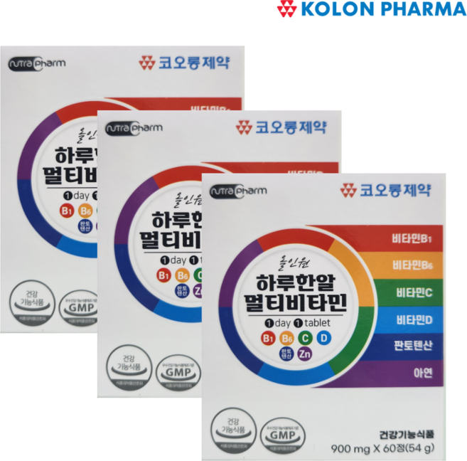 코오롱제약 올인원 하루한알 멀티비타민 2개월분, 3개, 60정