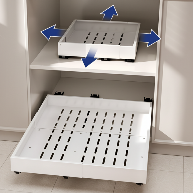 디위닉 양념꺼내기 편리한 무타공 사면확장 슬라이딩 싱크대 하부장 주방 레일 선반, 1개