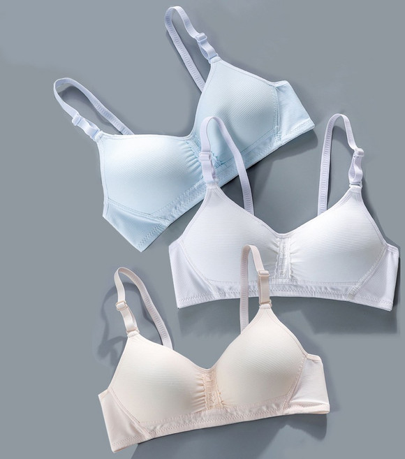 IEDUOS 주니어 브라 3단계 3종 세트 여학생 여자 소녀 초경량 일체형 노와이어 브래지어