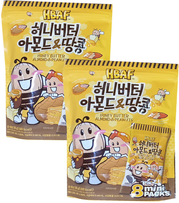 바프 허니버터 아몬드 앤 땅콩, 2개, 280g
