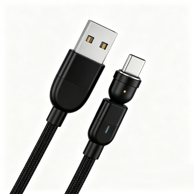 540° 旋轉磁吸充電線, 1個, 200公分黑色【單獨線】