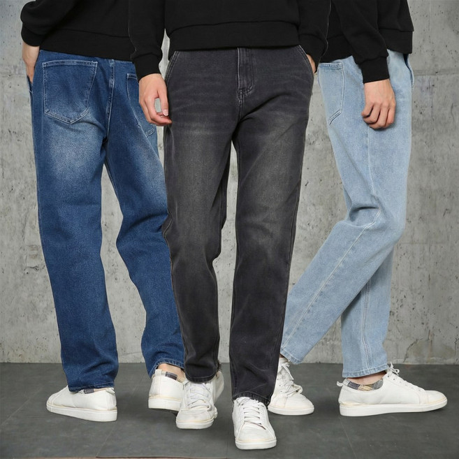 남자청바지 빅사이즈 테이퍼드 5컬러 캣워싱 스판 데님