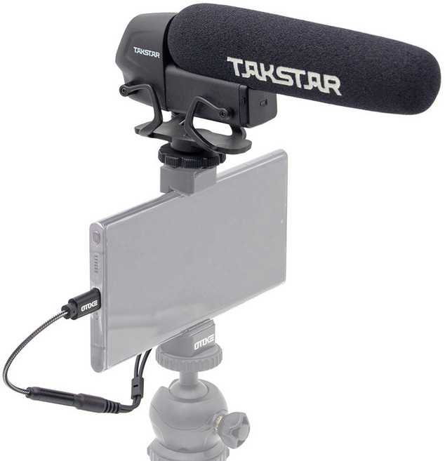 C타입 스마트폰 방송촬영용 마이크 젠더 세트 아이폰 갤럭시 지향성 콘덴서 샷건형 SGC-600, SGC-600 + AC-A42