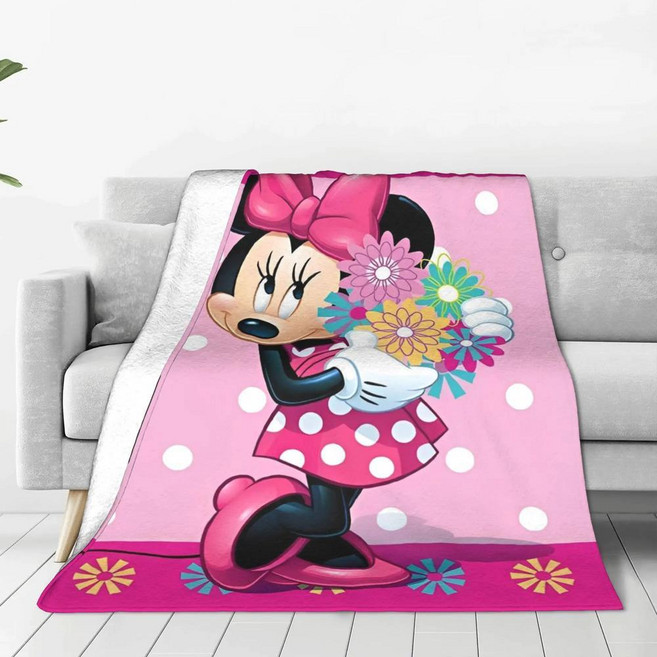 미니 마우스 만화 담요 플란넬 올 시즌 휴대용 슈퍼 소파 여행 플러시 얇은 이불, A. 75x100cm 30x40in, 5. 5, 1개
