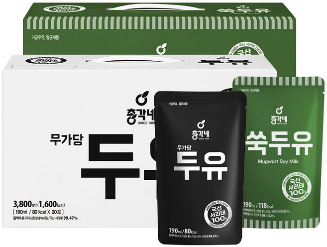 총각네 무가당두유 20포 + 쑥두유 15포, 1세트, 6.65L