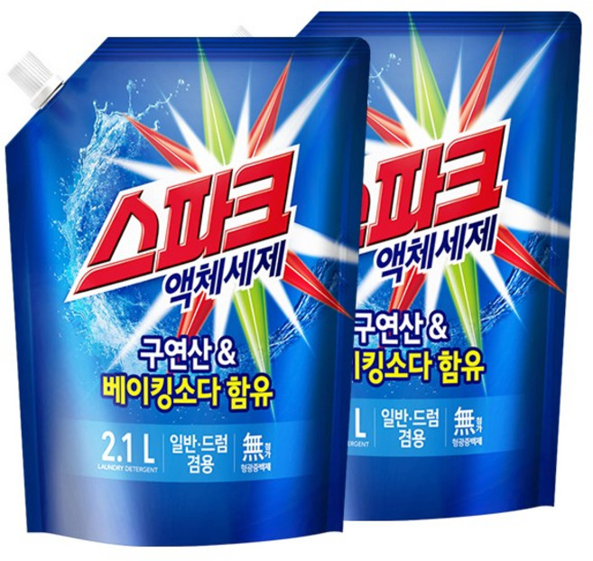스파크 액상세제 리필, 2.1L, 2개