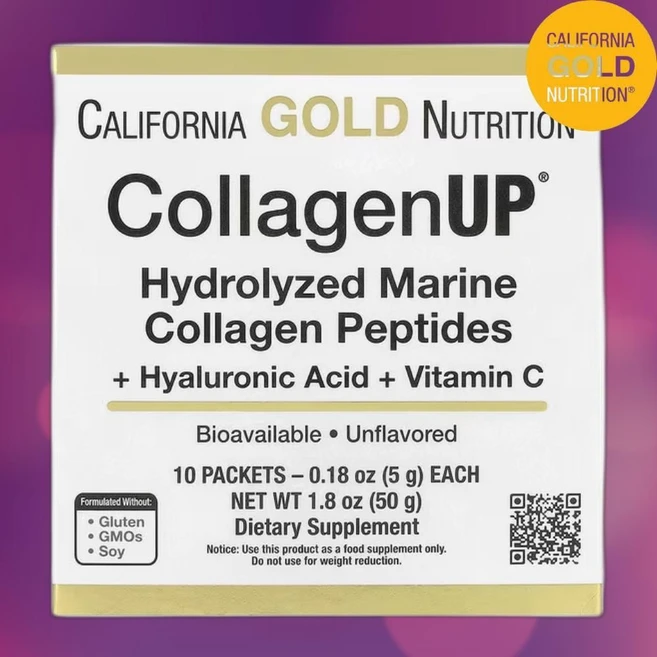 CGN CollagenUP 히알루론산 및 비타민C가 함유 해양 콜라겐 무맛 10팩 각 5g, 50g, 1개 - 쿠팡