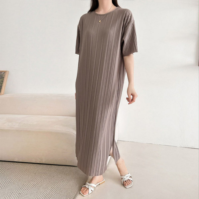 마이쏭 여성 주름원피스 빅사이즈 루즈핏 반팔원피스 슬렌플리츠롱원피스