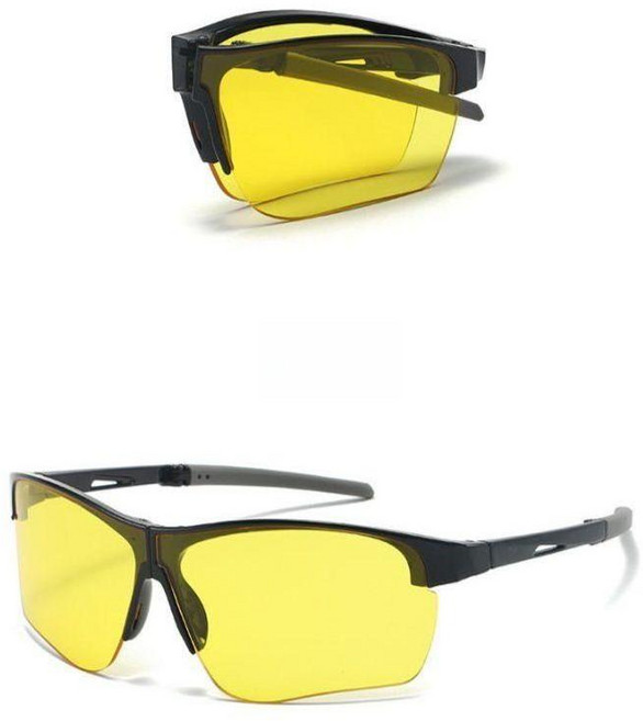 티류으스 남녀공용 접이식 자전거 고글 선글라스 야간 시야 자외선 차단 방풍 스포츠 안경 Z0407, 1개, 블랙 프레임 나이트 비전 필름  접이식