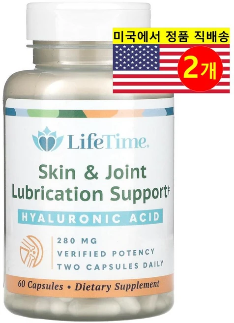 Life Time 라이프 타임 천연 히알루론산 140mg Natural Hyaluronic Acid, 2개, 60정 - 쿠팡