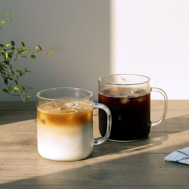 Bestra 홈카페 내열유리 머그컵 500ml, 투명, 2개
