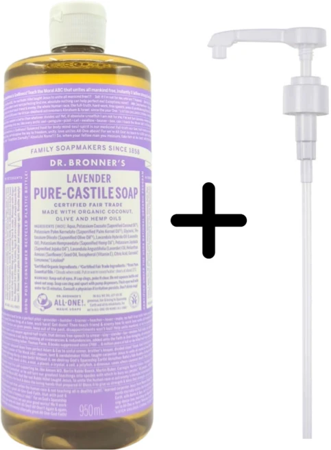 닥터브로너스 퓨어 캐스틸 솝 얼그레이 950ml + 전용펌프, 1개 - 쿠팡