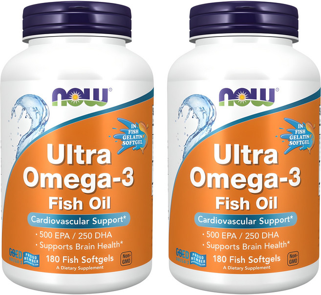 나우푸드 울트라 오메가 3 500 EPA & 250 DHA 1000mg 피쉬 소프트젤, 180정, 2개