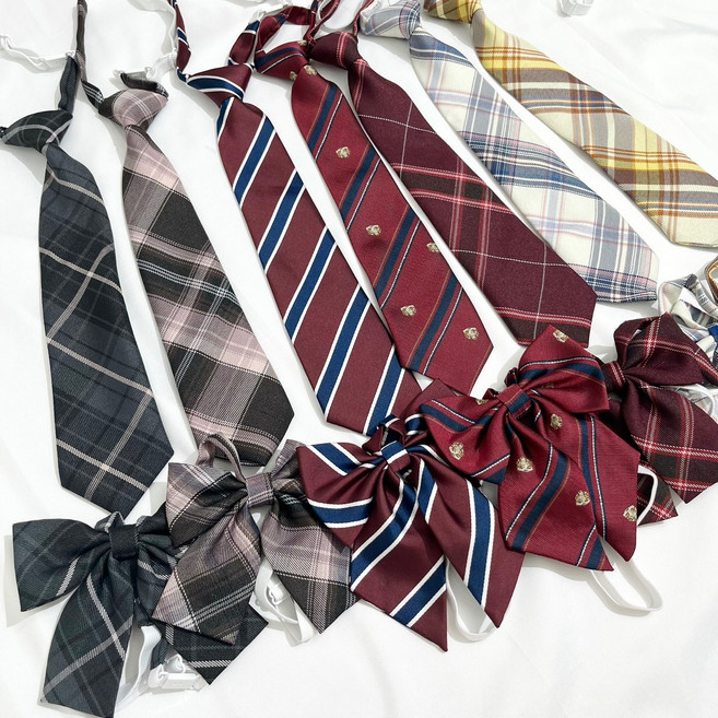 16종 체크 넥타이 리본넥타이 하이틴 학생 자동넥타이 교복넥타이 사선 JK 축제 촬영 소품 놀이공원