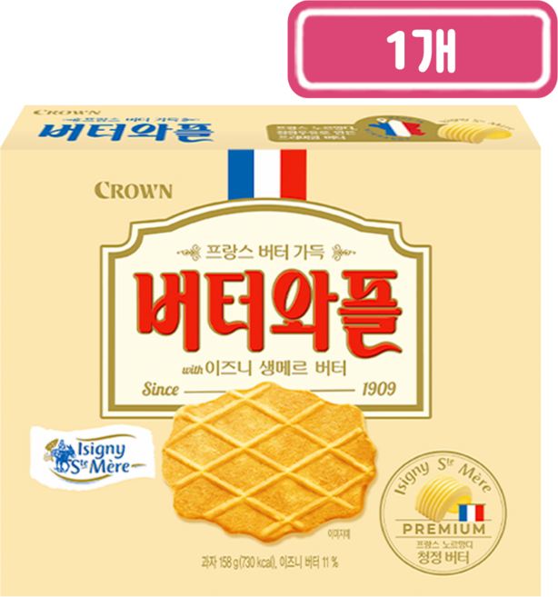크라운)이즈니버터와플158g, 1개, 158g