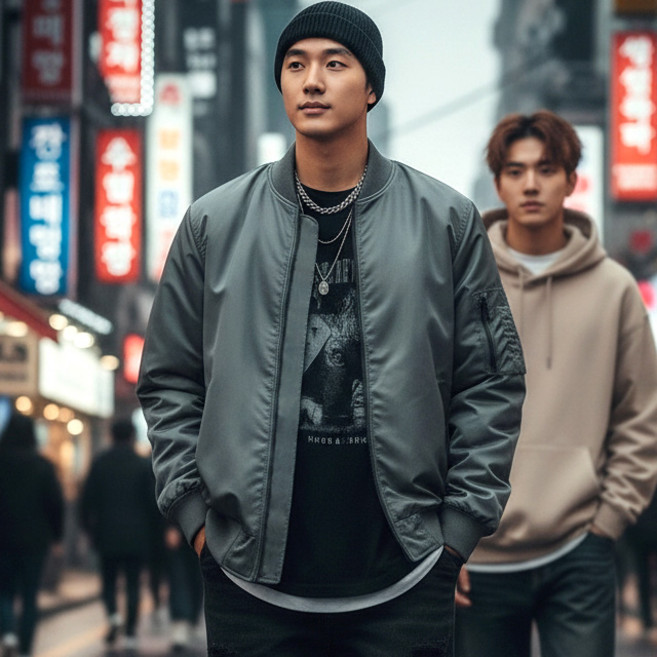 스토리원 남성 베이직 MA-1 항공점퍼 바람막이 점퍼 자켓 블루종 RKJG-JK049