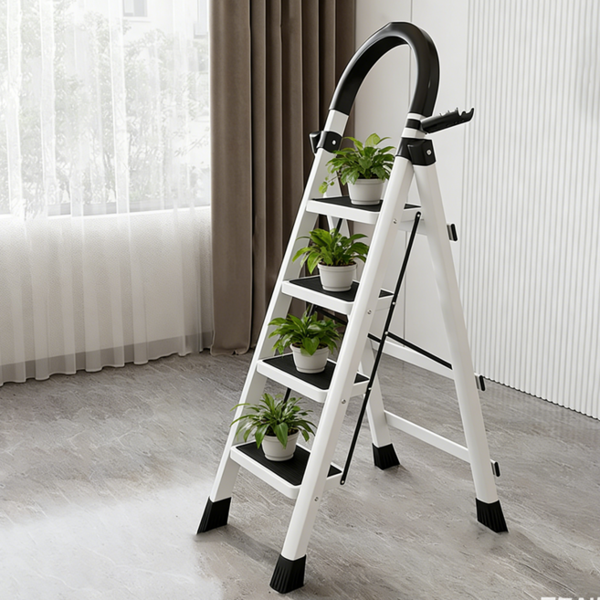 접이식 4단 가정용 사다리 간편보관 안전 계단발판, 1개, 화이트4단