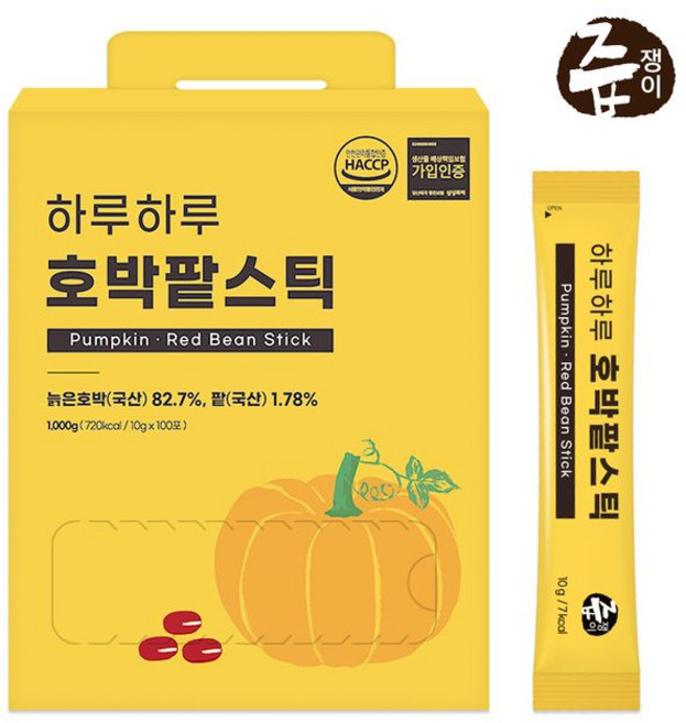 하루하루 호박팥스틱 100포, 100개, 10g