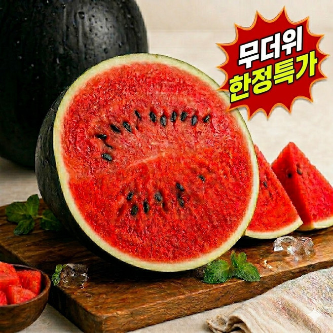 [무더위특가] 고품질 산지직송 초고당도 흑수박, 1개, 5kg 이내
