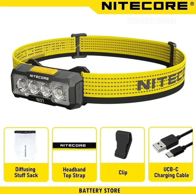NITECORE NU27 헤드 램프 00 Lm 실행 LED 라이트 작업 하이킹 랜턴 손전등 야외 방수, 01 NU27 Yellow