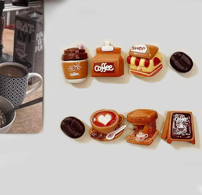 샤샤리사 미니까페 커피 냉장고자석 8종세트 마그넷 인테리어장식품