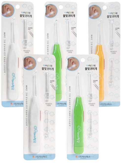세븐메디컬 아이천국 불빛 귀이개 귀후비개 귀청소 LED 귓밥 제거 집게 면봉, 1세트, 5개입