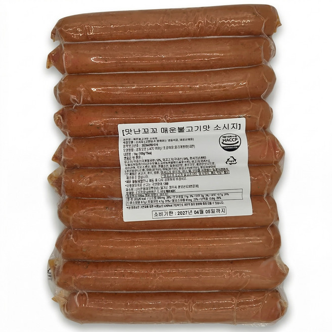 [맛난꼬꼬] NEW 불고기매운맛소시지, 1개, 1kg(불고기매운맛소시지-냉동)