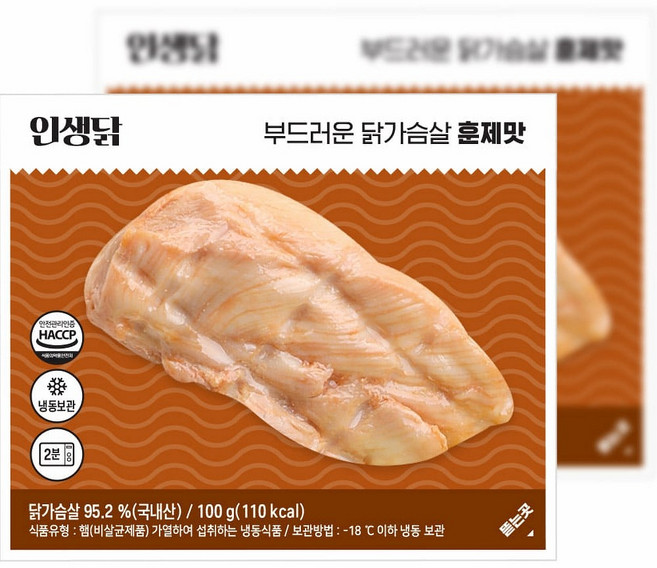 인생닭 부드러운 닭가슴살 훈제맛 100g, 10개