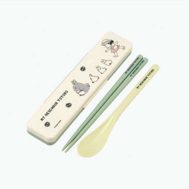 토토로 소음방지 콤비세트 스푼+젓가락+케이스 도시락수저세트, 1개, 혼합