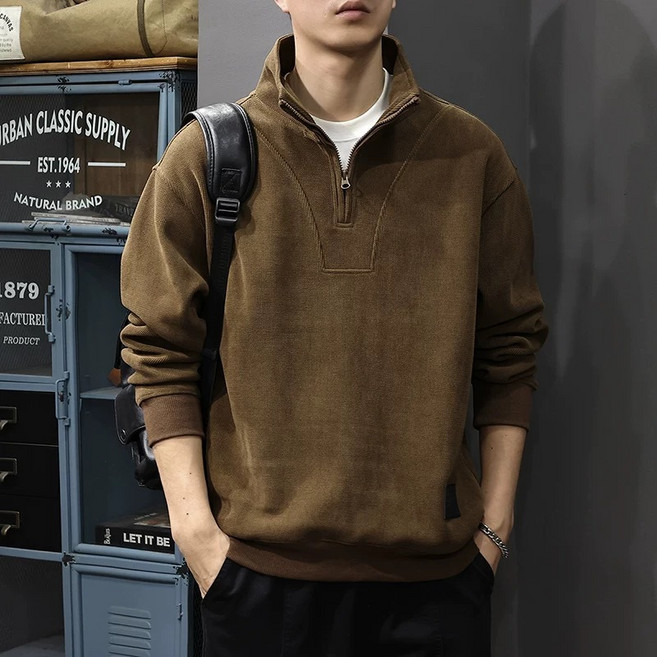 CBHV 남성 카라 반집업 오버핏 맨투맨 디자인 유니크 봄 가을 상의