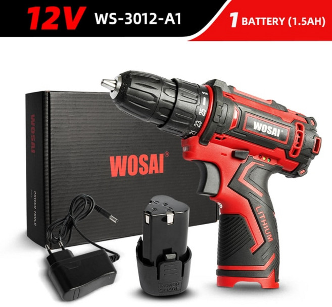 전기톱 나무 무선 충전톱 미니 소형 전동전기톱WOSAI 12V 16V 20V 무선 드릴 리튬 이온 배터리 전기 스크루, 01 CHINA, 01 12V WS-3012-A1, 1개