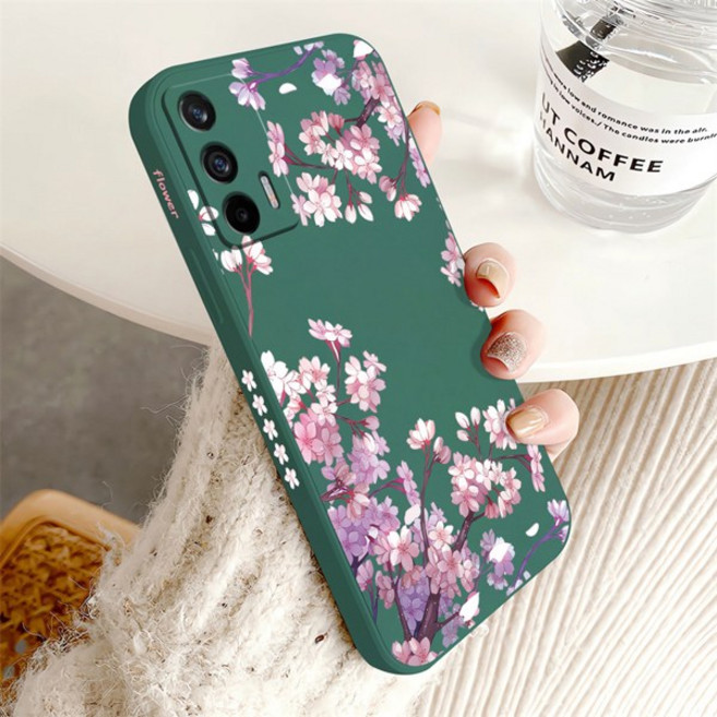 OPPO Realme GT Master GT NEO2 XT GT2 Q5 Q3 Pro X2 K5 K9 용 충격 방지 실리콘 소프트 커버 작은 신선한 핑크 꽃 케이스, [00] OPPO K7X, [00] Dark-Green-618
