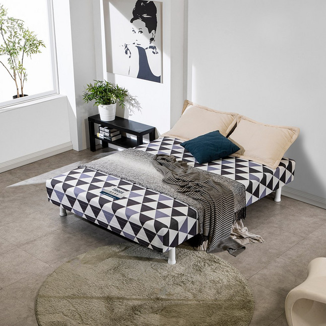 하포스 국내생산 탄탄 프레임리스 올인원 단면 매트리스 침대 지정일설치, 메트로 발통 10cm