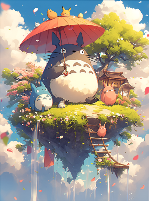 그림 하루 DIY 명화 그리기 풍경 캔버스형 40x50 모음, 10. 토토로와 하늘섬, 1개