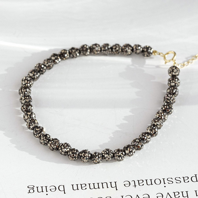 미미제이 14k 컬러 큐빅 볼 테니스 우정 로즈골드 데일리 레이어드 팔찌