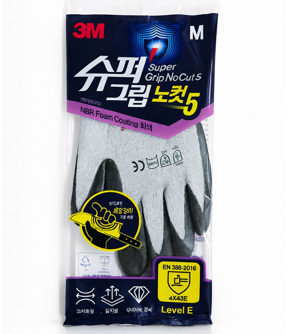 3M장갑 슈퍼그립 노컷5 장갑 절단방지 NBR코팅, 1개, 그레이