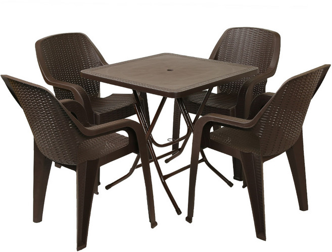 지오리빙 라탄 사각 테이블 고객직접설치, 브라운