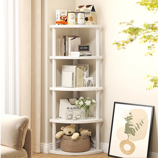 정싱 다용도 코너 선반 심플 멀티 이동식 코너선반, 5단, 화이트 + 화이트