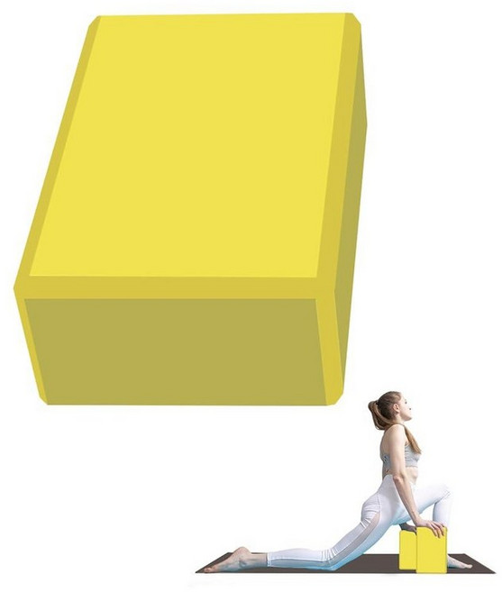 Kenhihi Yoga Block - 지원되지 않는 라텍스 EVA 폼 - 요가 필라테스 명상을 위한 경사가 있는 부드러운 미끄럼 방지 표면 - 안정성 균형 및 깊은 스트레, 옐로우