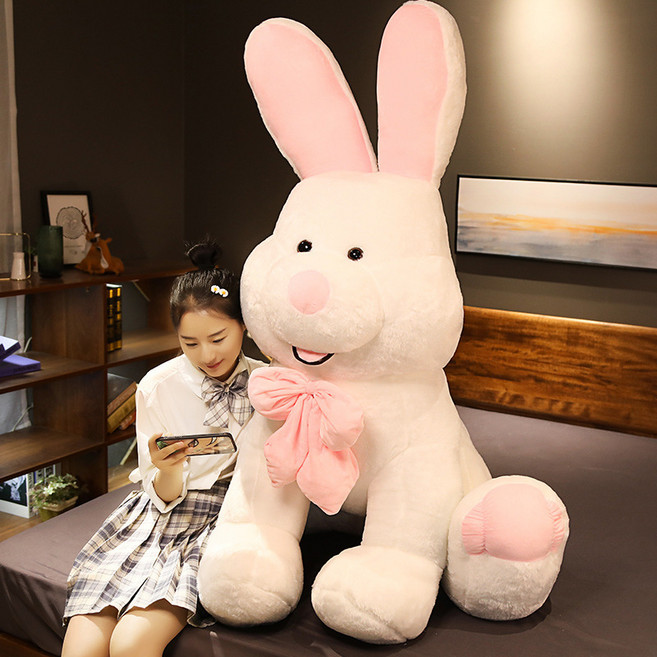 大號兔子毛絨玩具女生布娃娃公仔可愛睡覺抱枕玩偶女孩萌韓國懶人, 1個, 白色兔子:1.5米【9千克】胖款