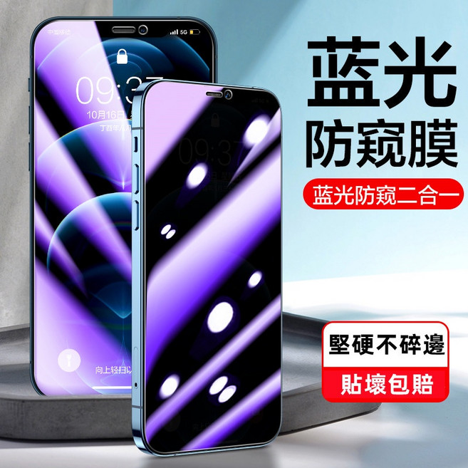 Rabbit Technolog 適用iPhone防窺膜 360度上下左右保護隱私, 抗藍光防窺貼-護眼+防窺左右防窺,15promax, 1個