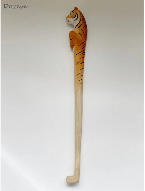 Dozeve 동물형 나무 효자손 큐티 나무 조각 장식품, 호랑이